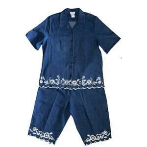 NWT Bonworth Denim Top/Shorts Outfit Size Top-Medium Shorts-Large